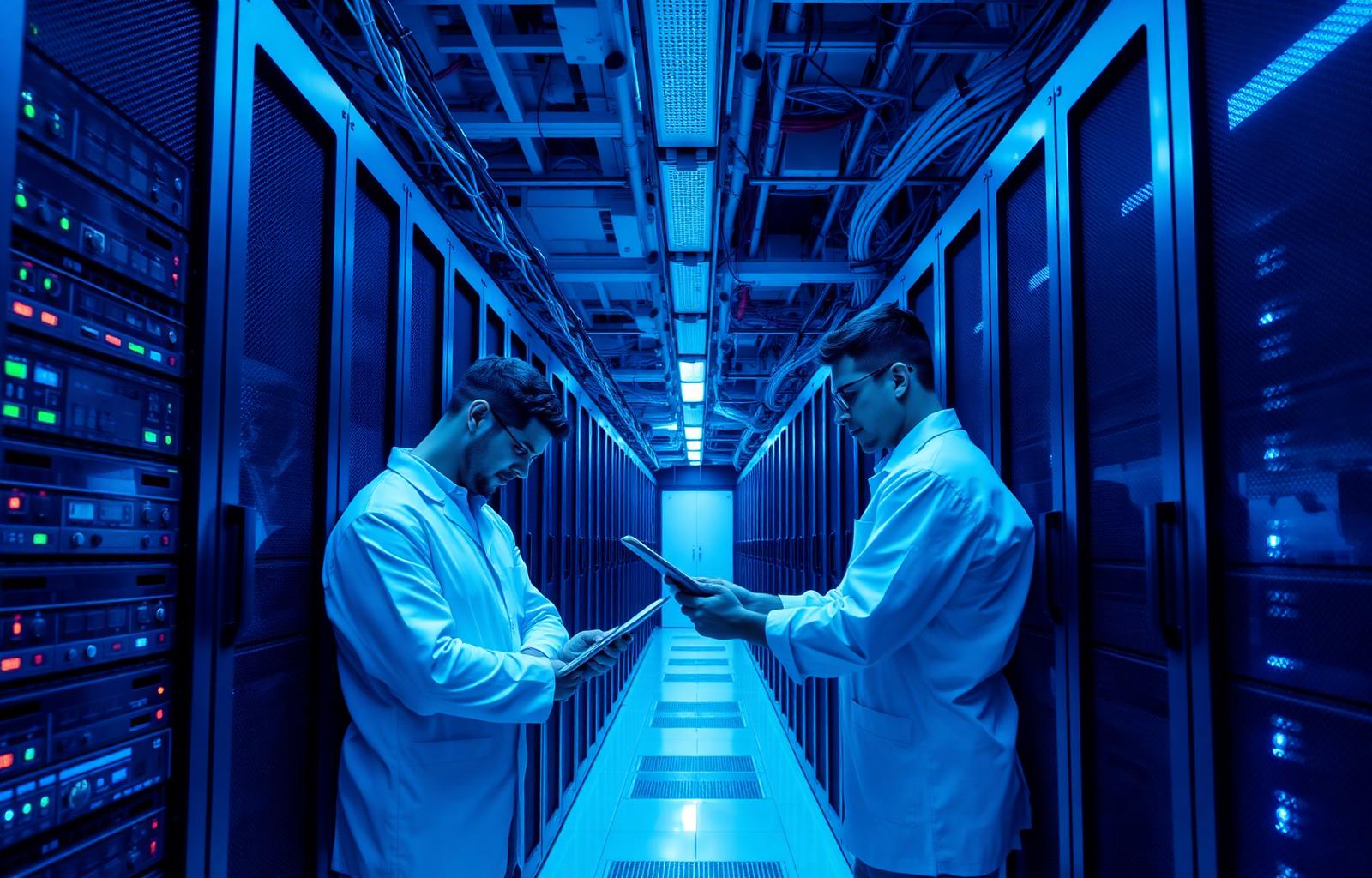 TerraSecure engineers maintaining server infrastructure